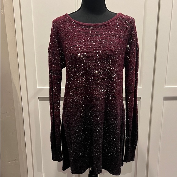 XOXO Tops - XOXO Burgundy Sparkle Long Sleeve Top